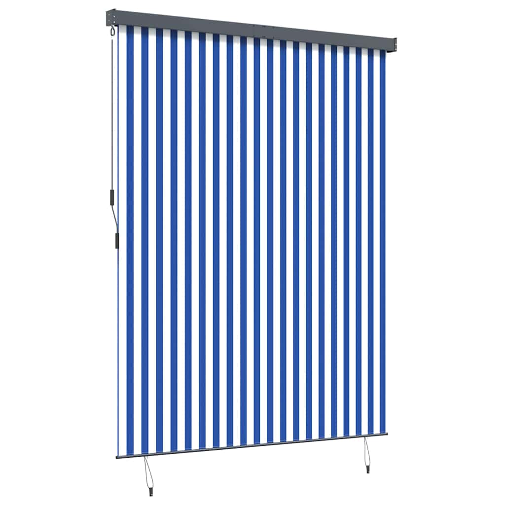 Outdoor Roller Blind Striped Blue and white 200 x 250 cm Fabric